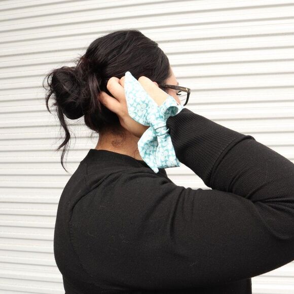 NEW Coach Signature Skinny C Silk Scarf in Jade - Picture 7 of 7